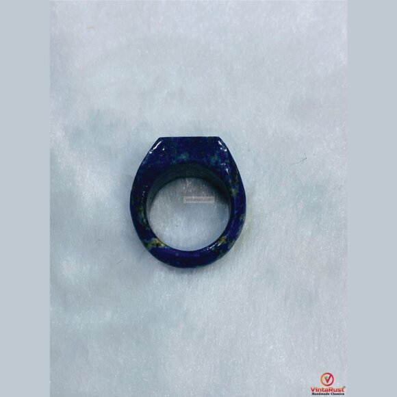 Natural Lapis Lazuli Statement Ring: Gemstone Ring for Men & Women - Picture 3 of 4